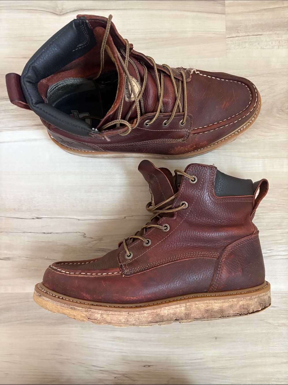 Irish Setter Brown Leather Moc Toe Lace-Up Boots